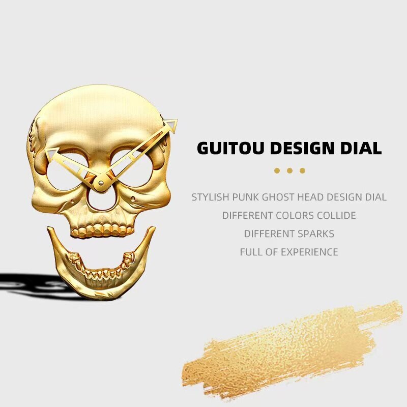 Men’s Hip Hop Skull Fashion Quartz Wristwatch Stianless Steel Waterproof Watch