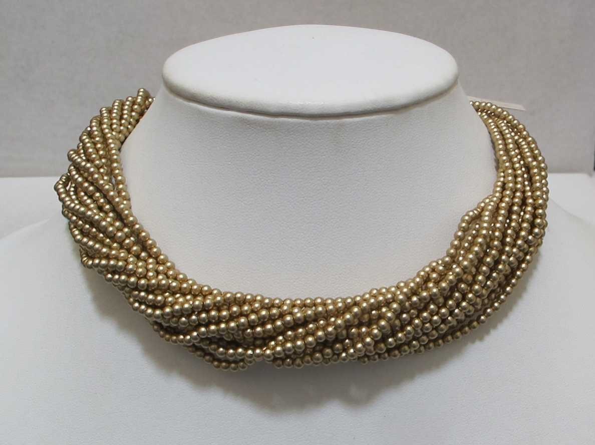 CAROLEE 16-Strand 17” Matte Gold Tone Beads Torsade Necklace $60 NWT