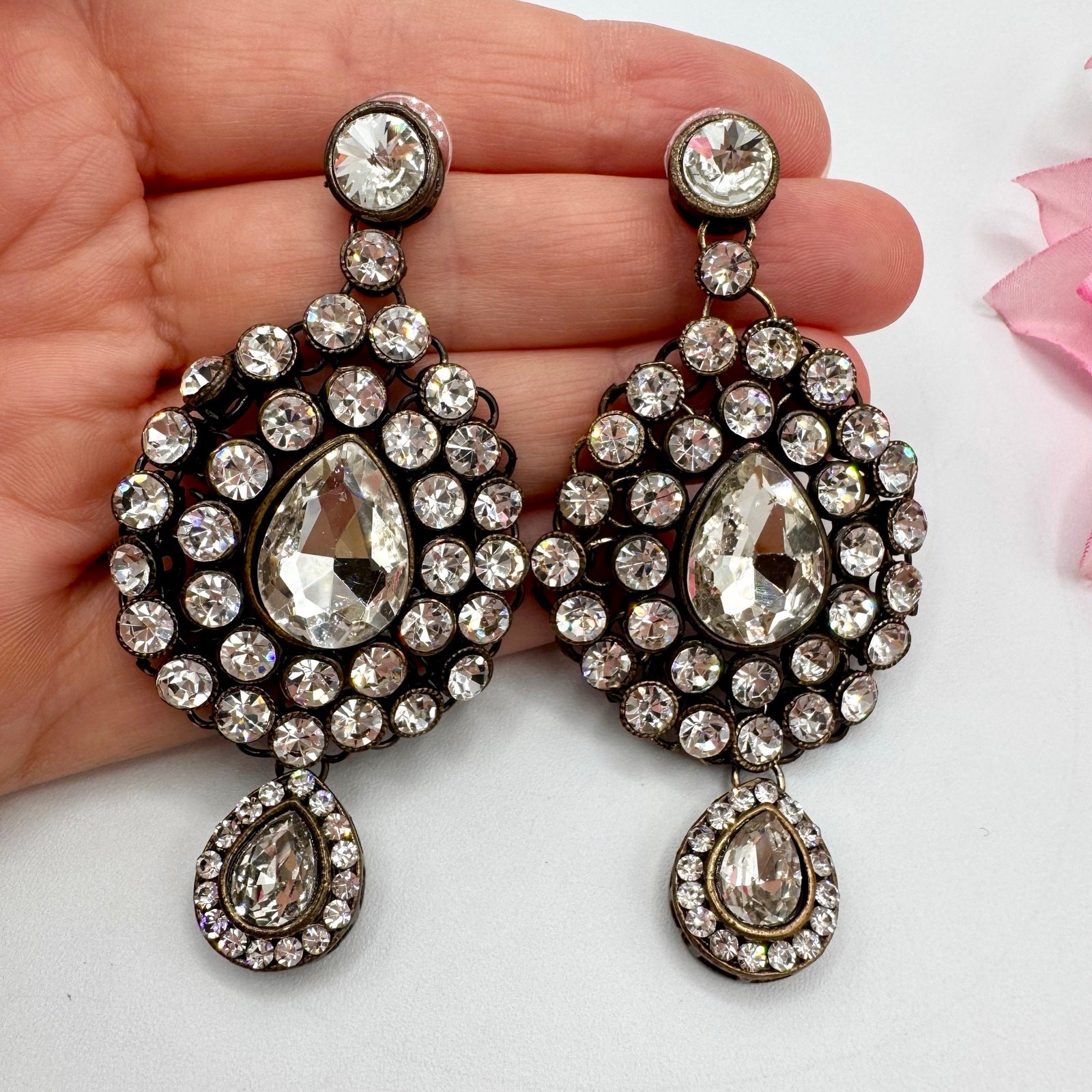 Bollywood Crystal Wedding Earrings Bridal Wedding Regal Regency Special Occasion