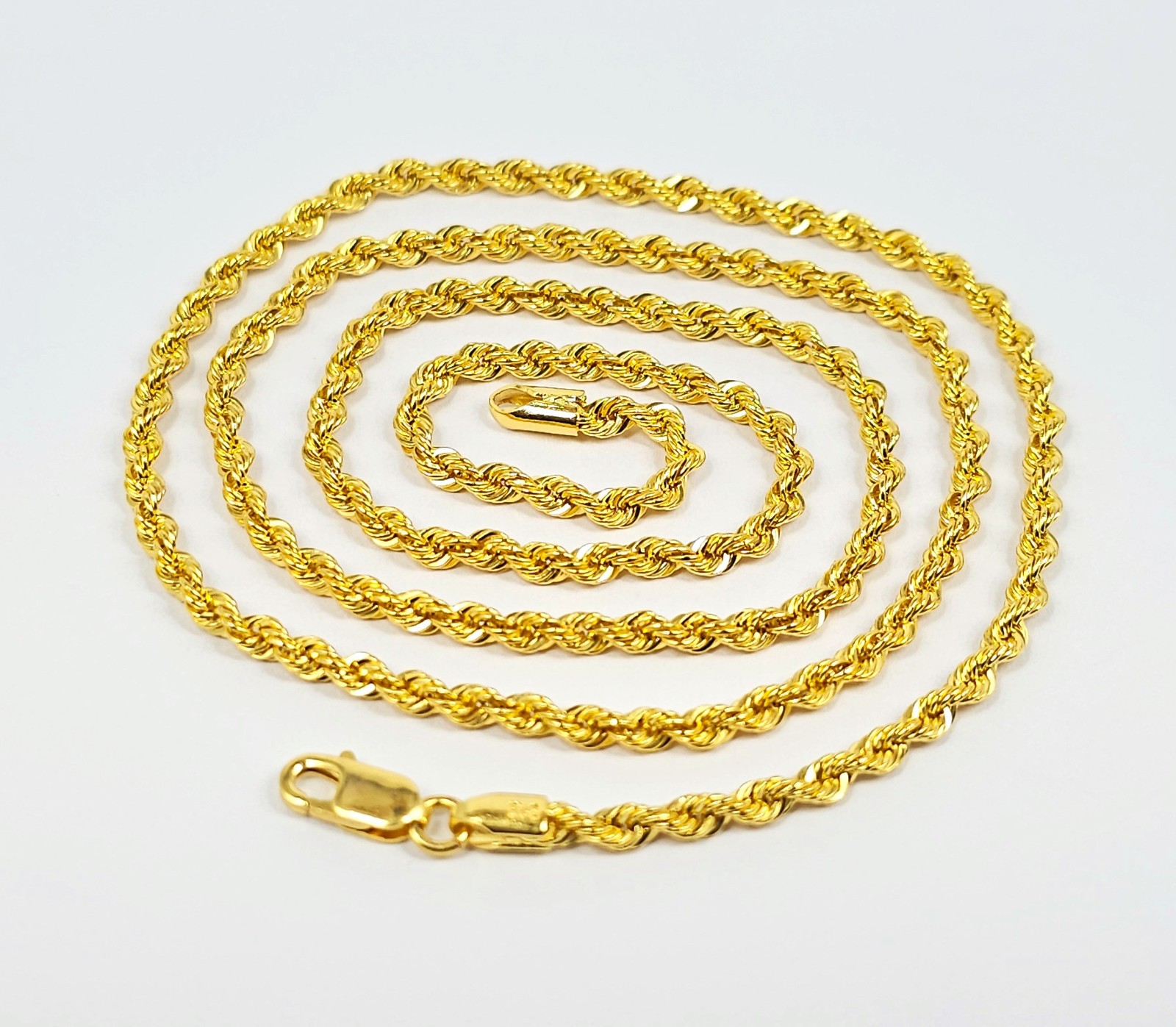 22K Gold Rope Chain Necklace 20.3 inch 2.8 mm Hollow Genuine Hallmarked 916