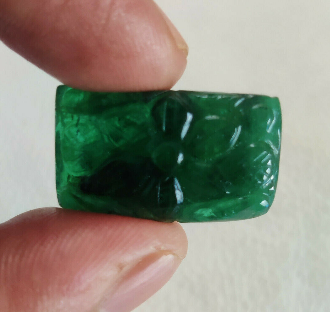 Natural Emerald Carving Loose Gemstone Use For Jewelry,26 X 15 X 8 MM, 29.80 CT