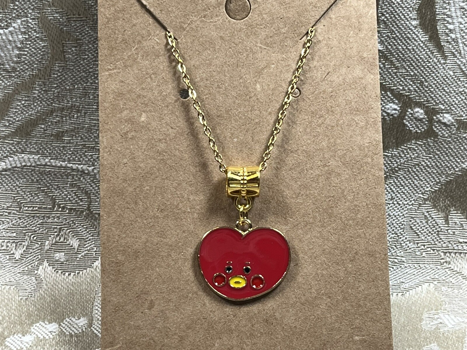K POP Anime Cartoon Emojis Character Gold Pendant Necklace 18”