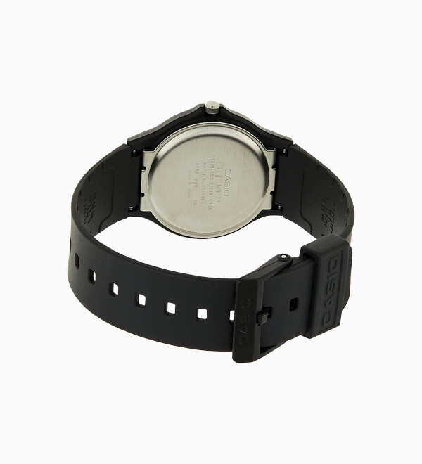 Casio Gold Dial Men’s Black Resin Strap Analog Round Wrist Watch MQ-24-9E