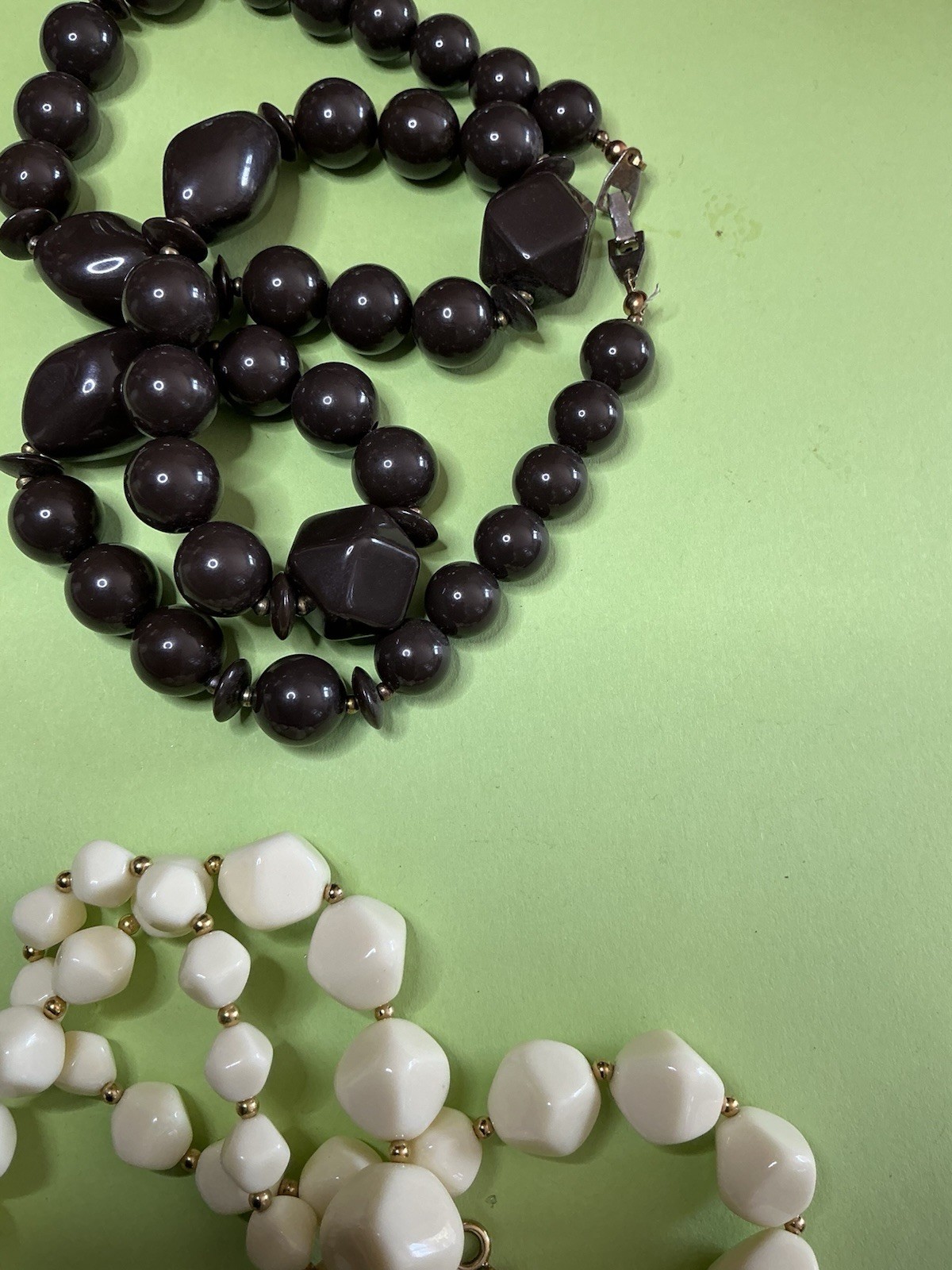 Women’s Mixed Lot 2-Piece Beaded Necklaces, Brown & White Beads