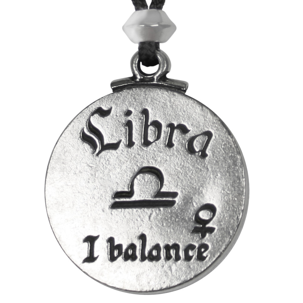 Libra Zodiac Pendant Astrology Necklace Horoscope Jewelry Pewter Amulet
