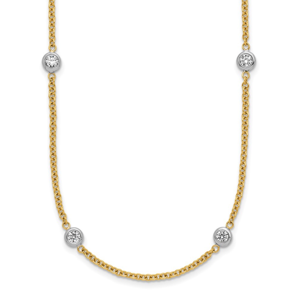 18K Two-tone Gold Diamond Stations Necklace 34″ 12.45g Gift for Mother