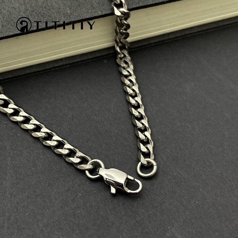 Pure Titanium Necklace Grinding Six Sides Wide4.1mm Anti Allergic Clavicle Chain