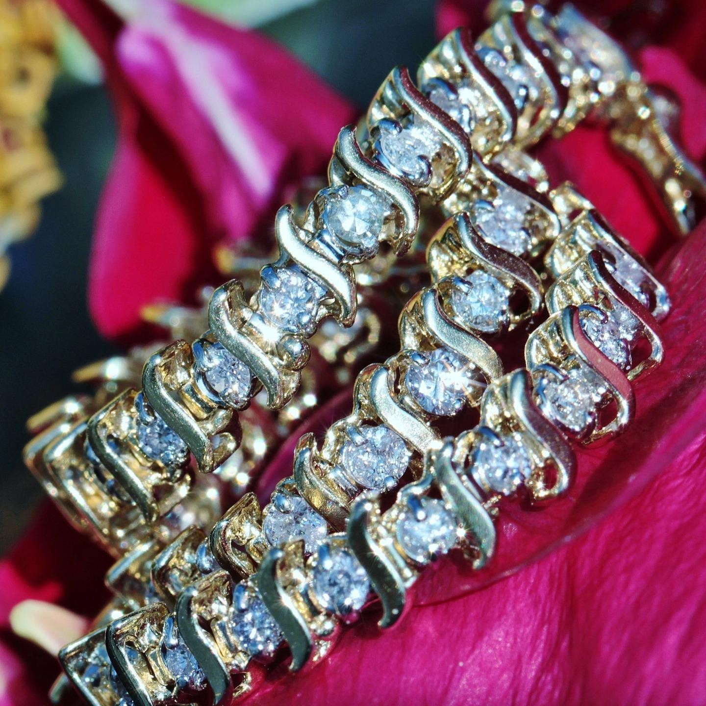 14k yellow gold tennis bracelet 2.00ct natural diamond 7.0″ vintage 8.6gr