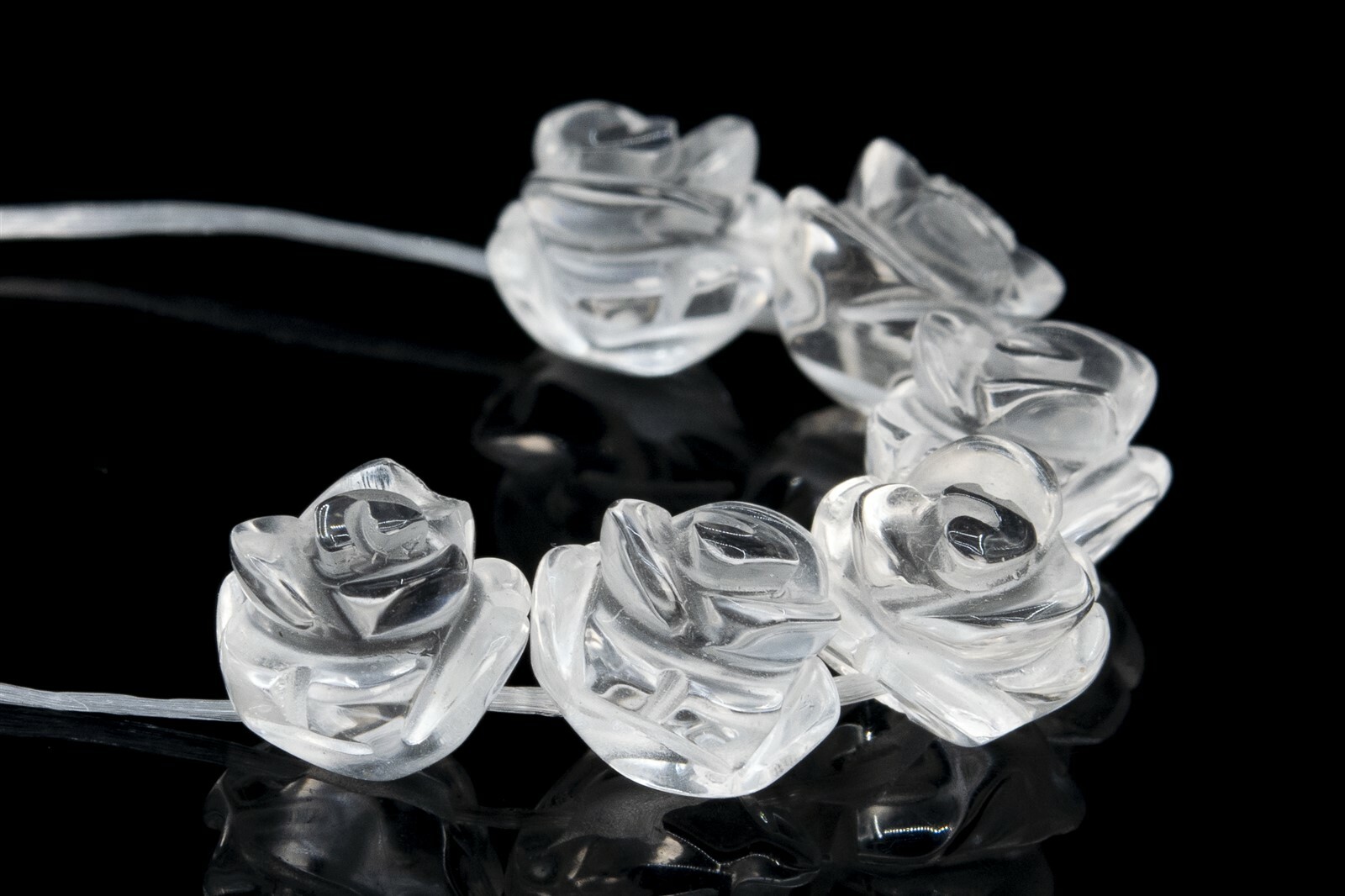 5 Pcs Crystal Clear Quartz Rose Carved Bead Grade AAA Natural Beads 8/10/12/14MM