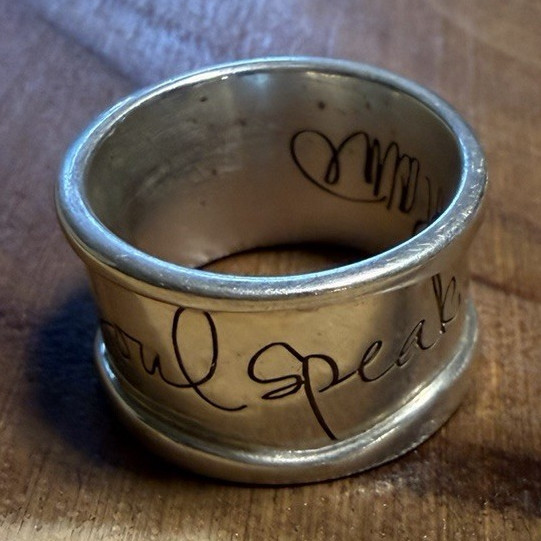 Silver Milor Italy Engraved Love Wide Band Ring Size 11 Metal Round No Stone
