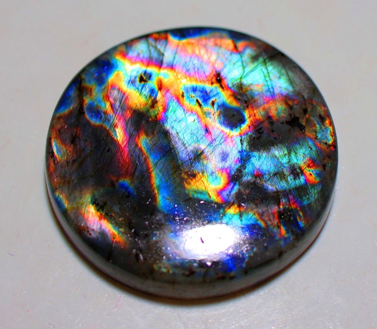 90 Ct 6X36X36 mm Natural Purple Fire Labradorite Round Cabochon Gemstone SC-306