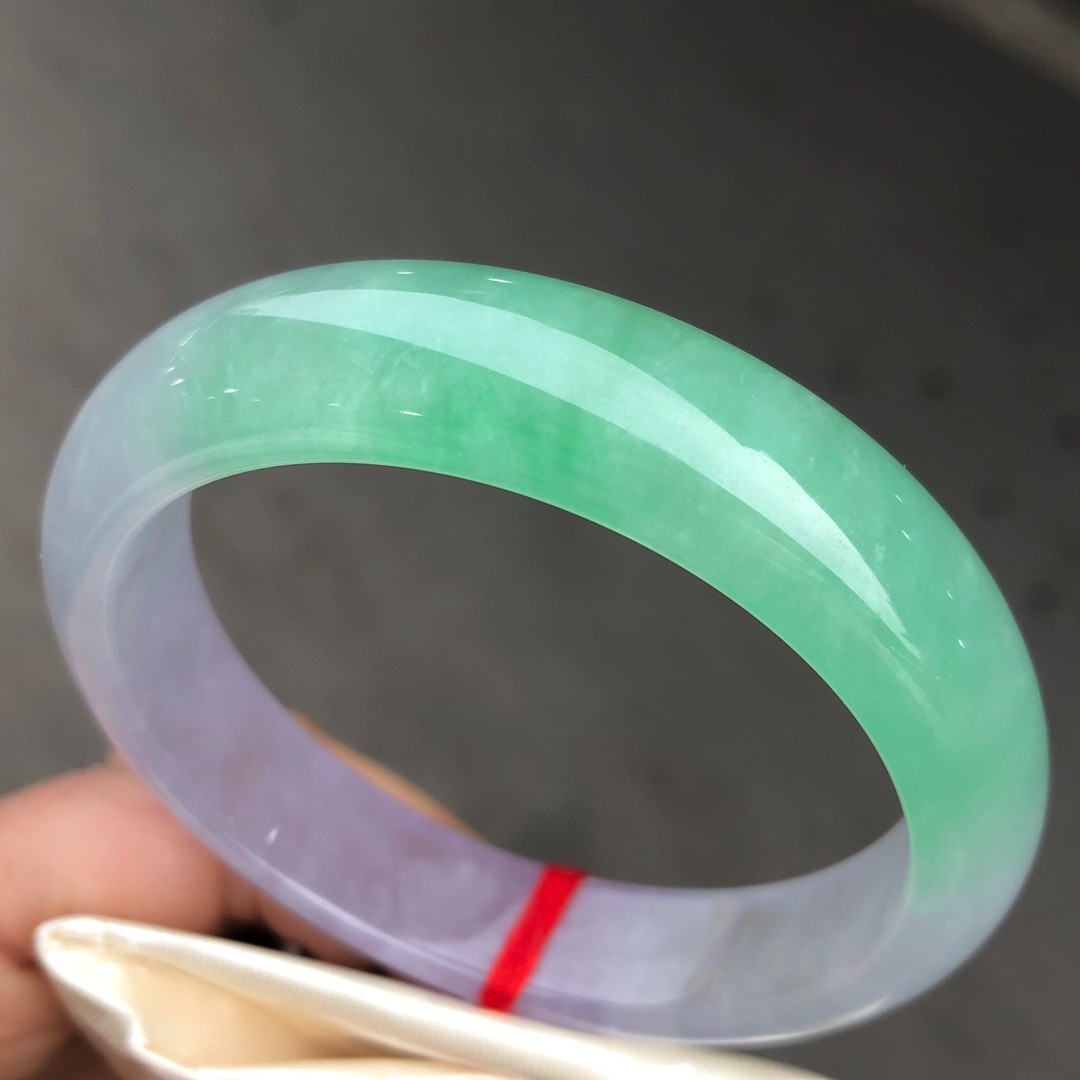 Natural ice Green &Purple Burmese Jade Jadeite bracelets bangle 57mm