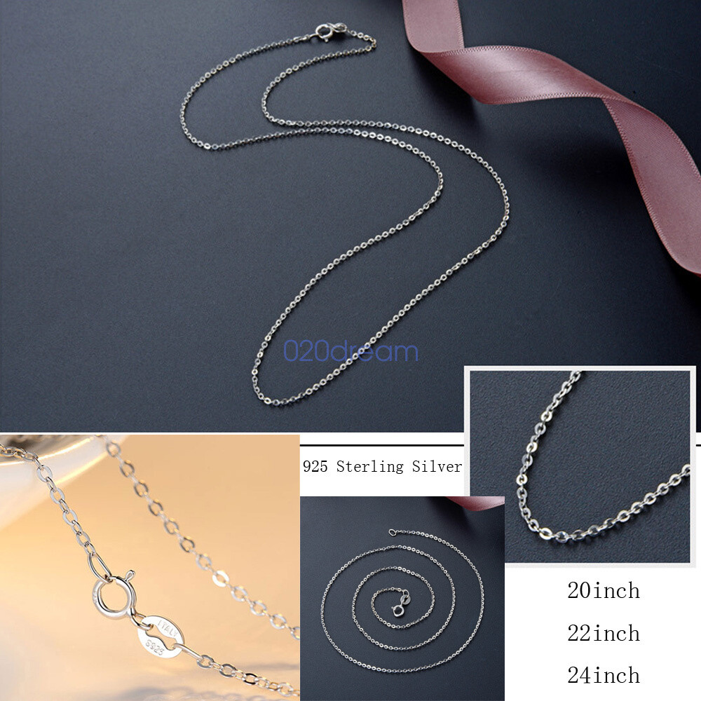 Real 925 Sterling Silver Necklace 1.2mm Trace O-Chain Flash 14-26″ Stamped Italy