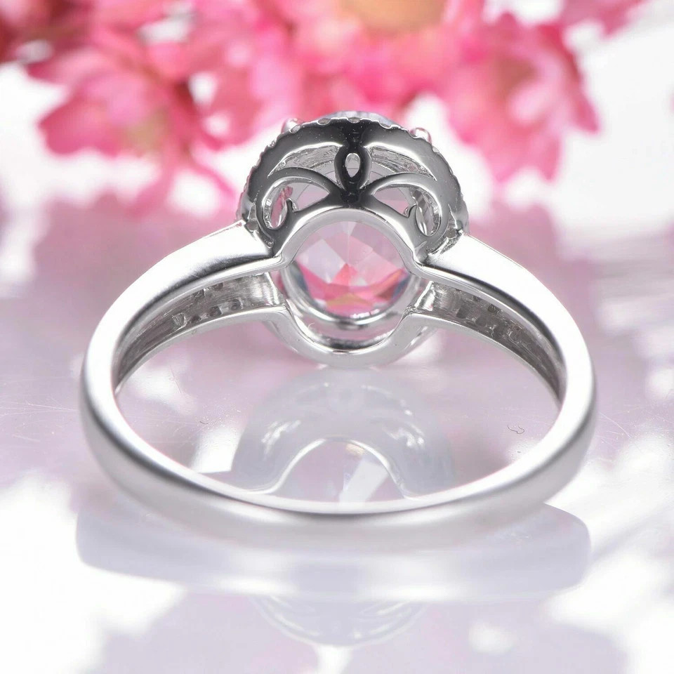 5.20 Ct Oval Cut Natural Aquamarine & Diamond 14K White Gold Engagement Ring