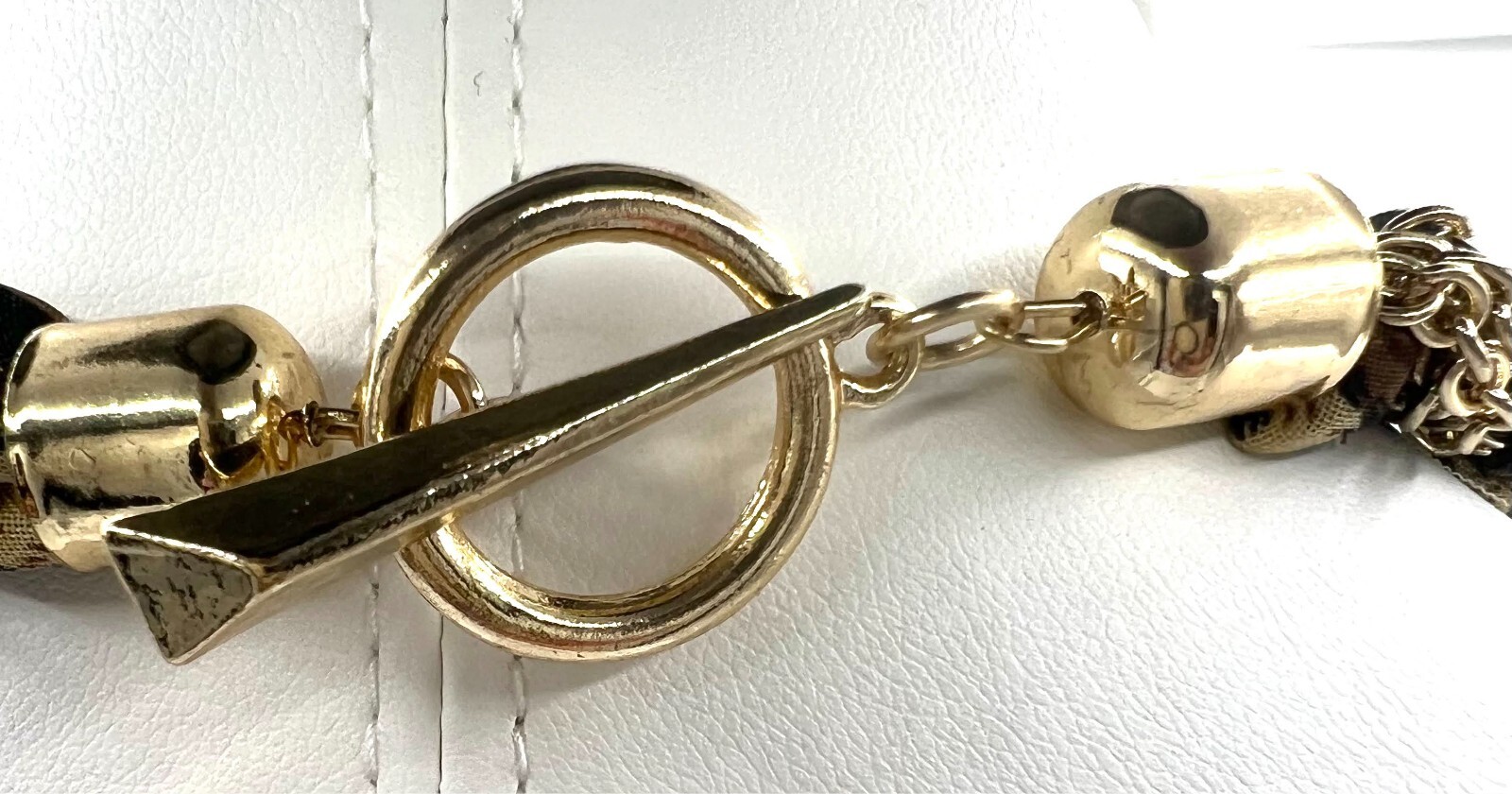 Belle Noel Kim Kardashian 14K gold plated 30in. necklace w/leopard suede