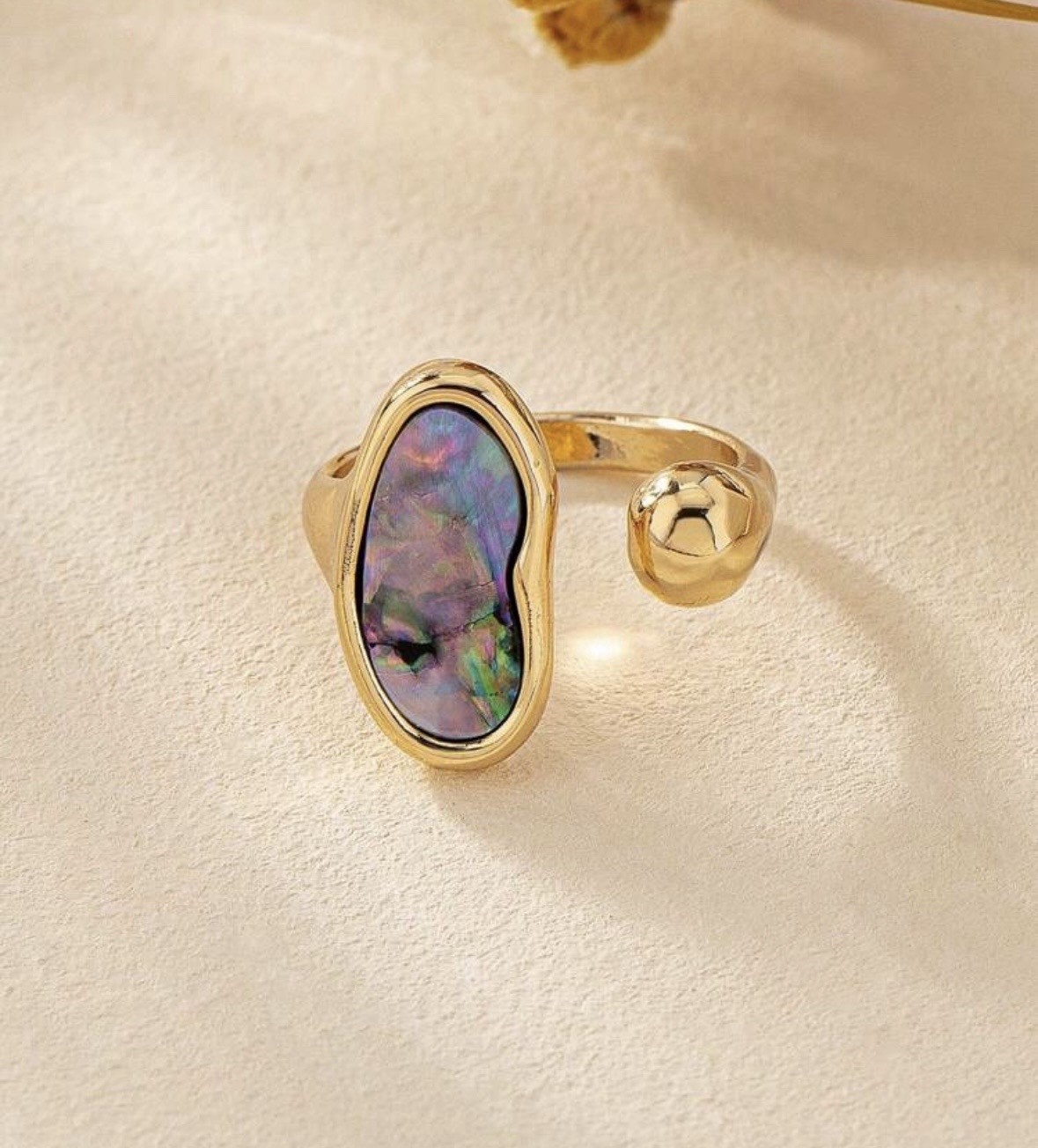 Gemstone Inlaid Single Opening Ring One Size