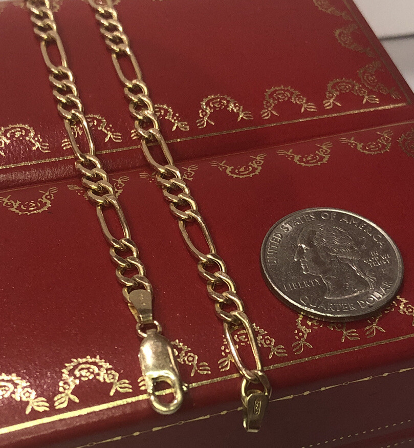 🛑 10k Yellow Gold 5M Figaro Cuban Curb Miami Link Italy Chain Necklace 22.5”