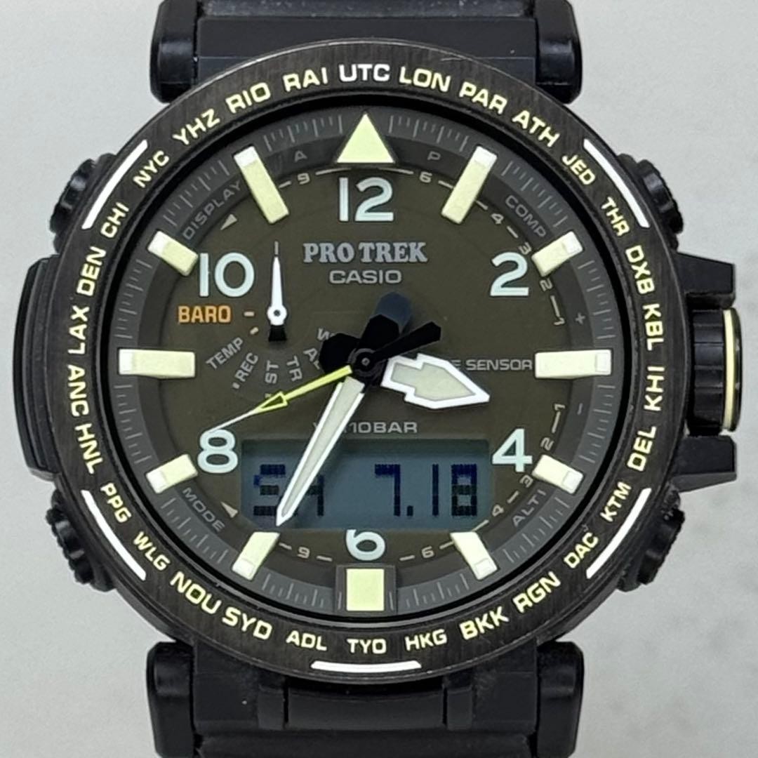 Excellent Condition PROTREK PRG 650YL Tough Solar Black Ana Digi Working