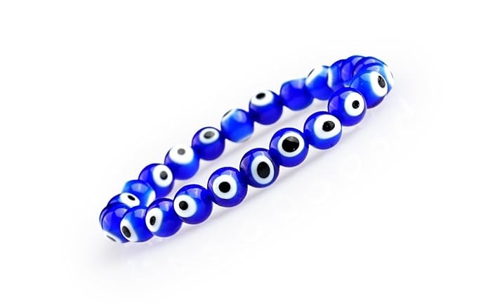 Natural Gemstone 8 mm Bracelet Men & Women Stretchable Crystal Beads Evil Eye