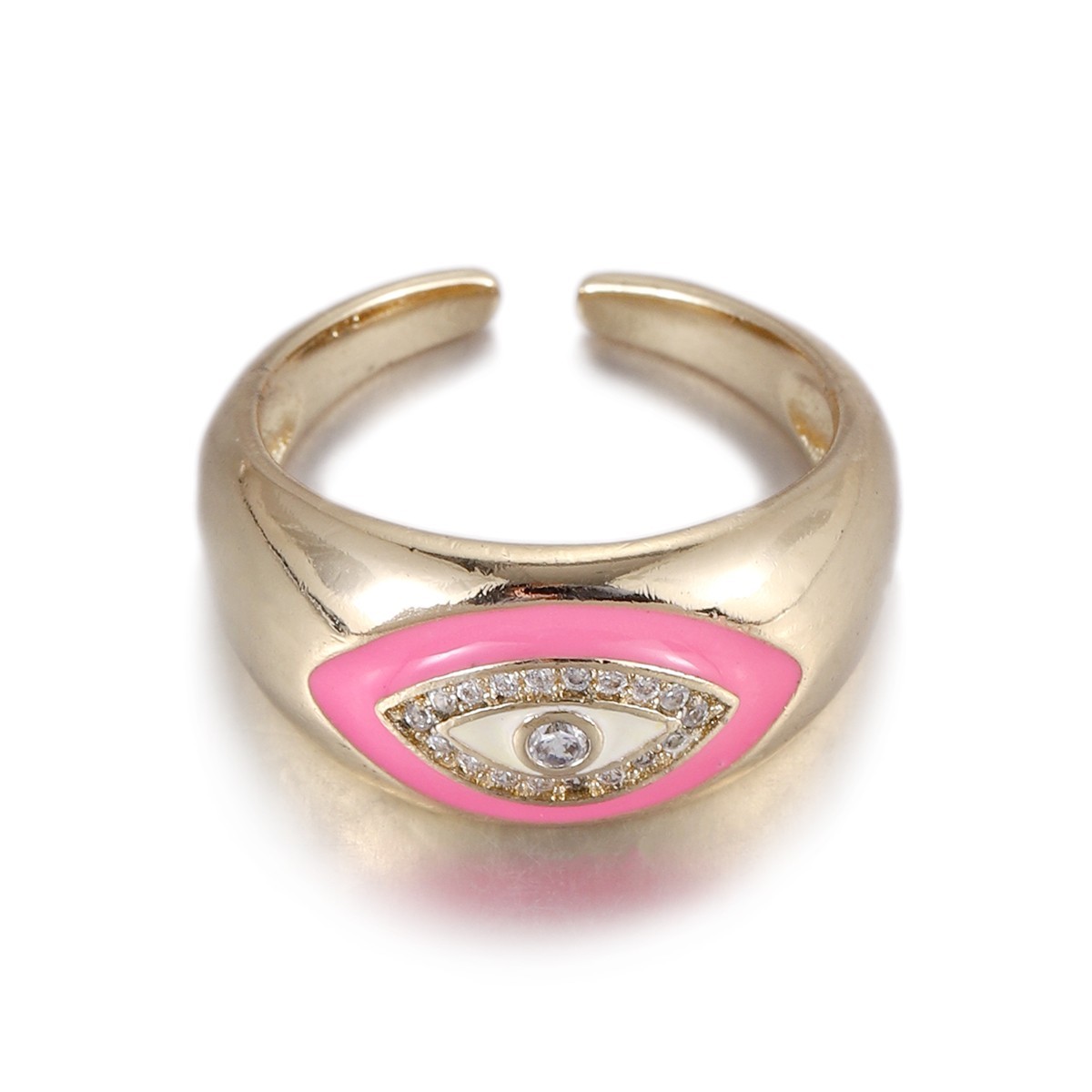 1Pcs Zircon Vintage Evil Eye Finger Ring For Women Men Gift Gold Color Turkish
