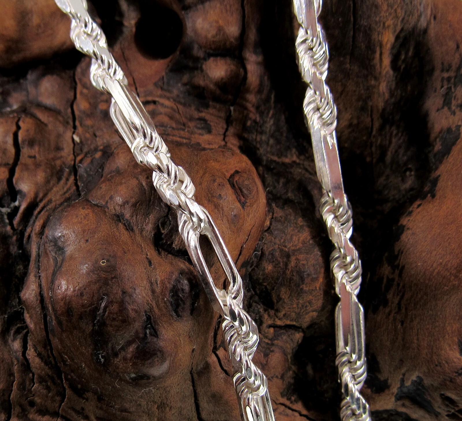 4.6MM Solid 925 Sterling Silver Men’s Italian Figarope Chain Necklace / Bracelet