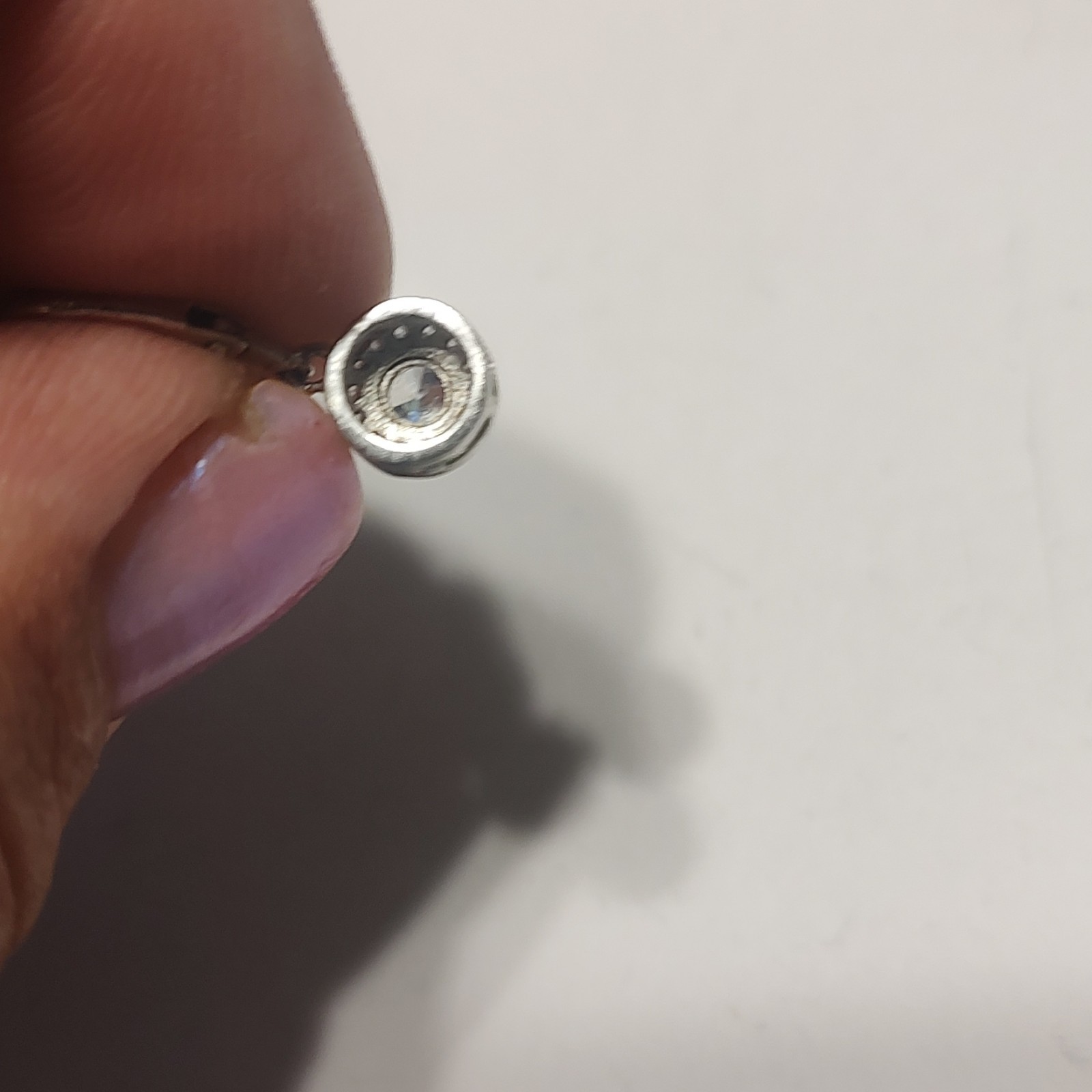 vintage Silver 925 Round Bezel Dangle Leverback Earrings w/ Cubic Zerconia