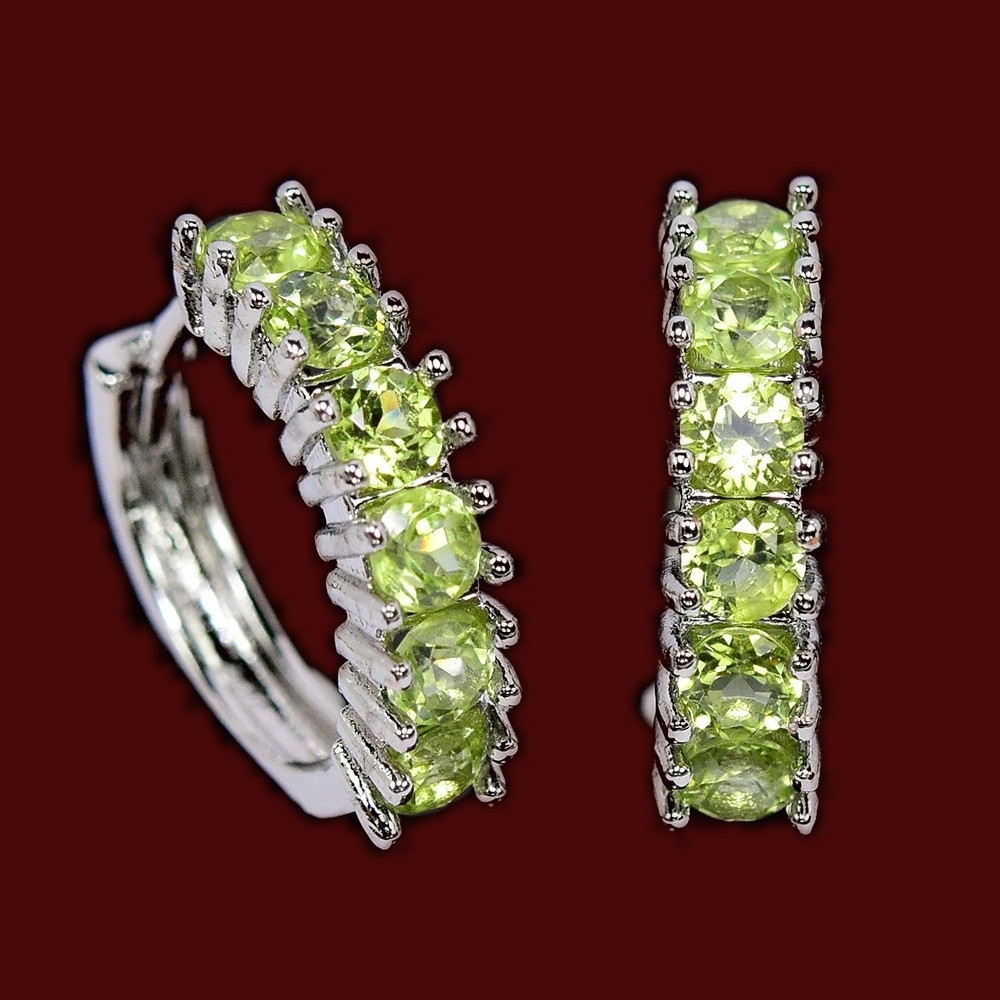 🔥🔥🔥Magnificent TOP CHRYSOLITE Hoop Hoop Hoops Earrings in Silver & Gold