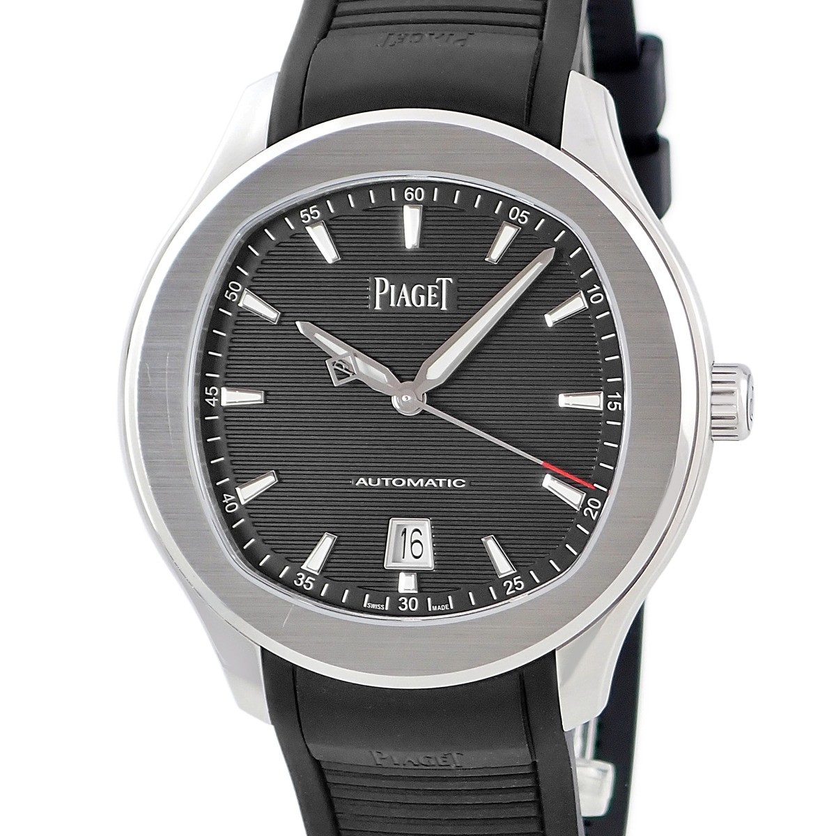 PIAGET Polo Date G0A47014 Black guilloché border pattern cushion-shaped di