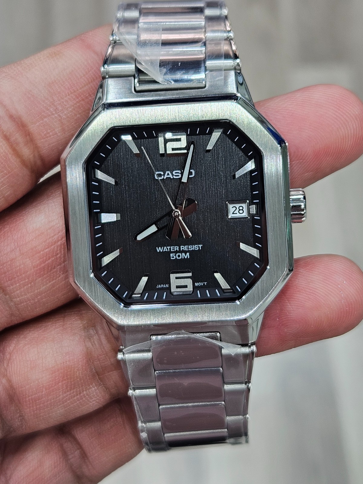 Casio MTP-B195D-1AVDF Men’s Stainless Steel Watch Black Dial Date 50M New