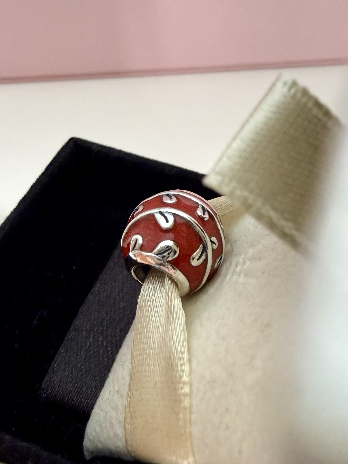 PANDORA STERLING SILVER RED VINES ENAMEL CHARM #790525EN17 AUTHENTIC RETIRED