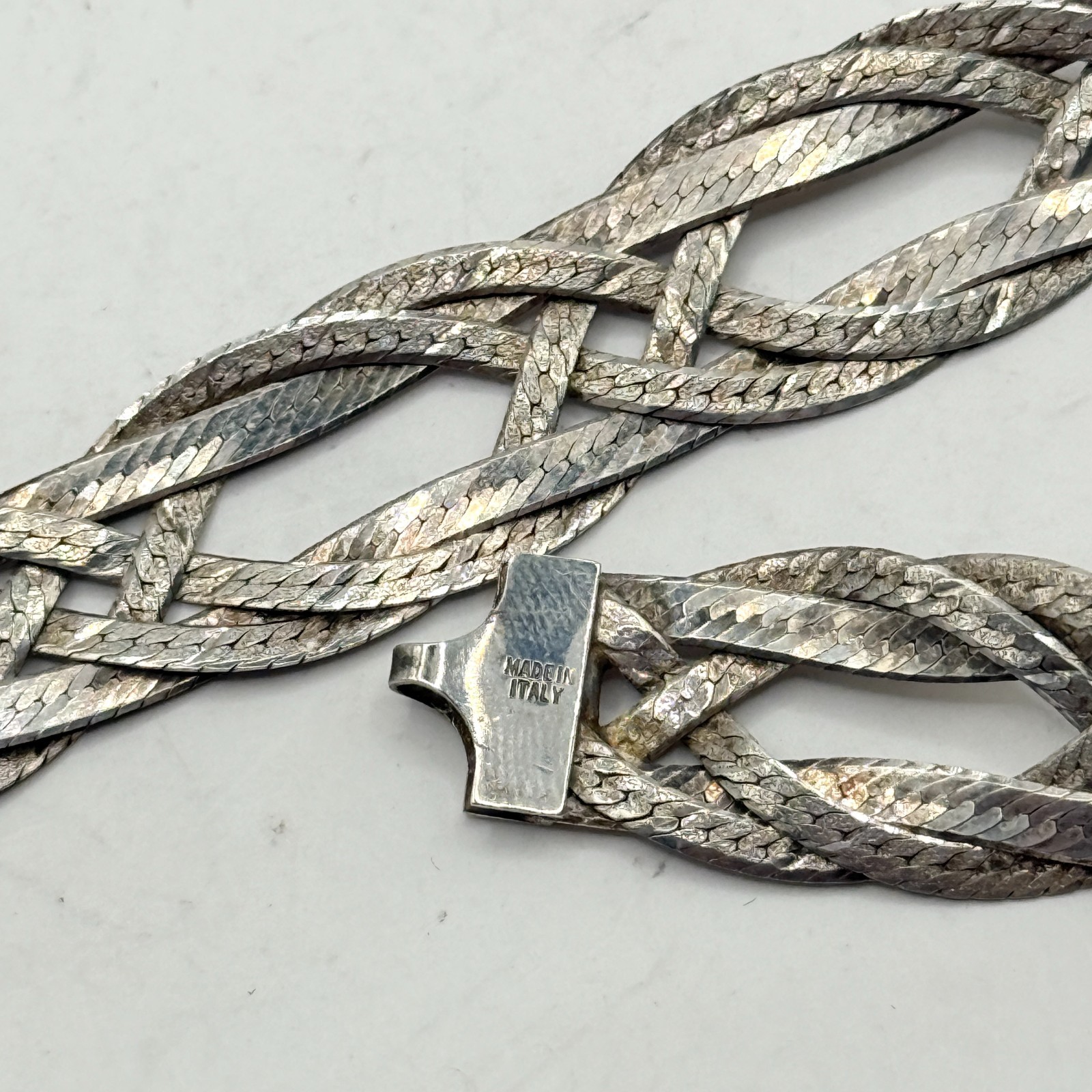 Vintage Milor Italy 925 Sterling Silver Woven Herringbone 7.5″ Bracelet 10.6g