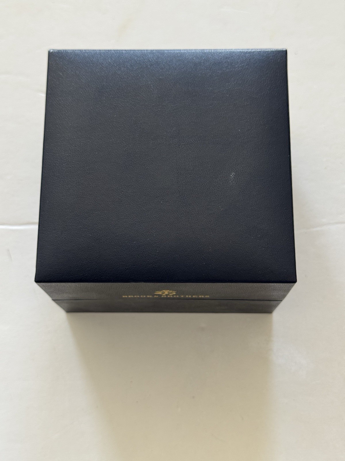 Brooks Brothers Men’s Navy Blue Bezel Watch with Brown Leather Strap and Case