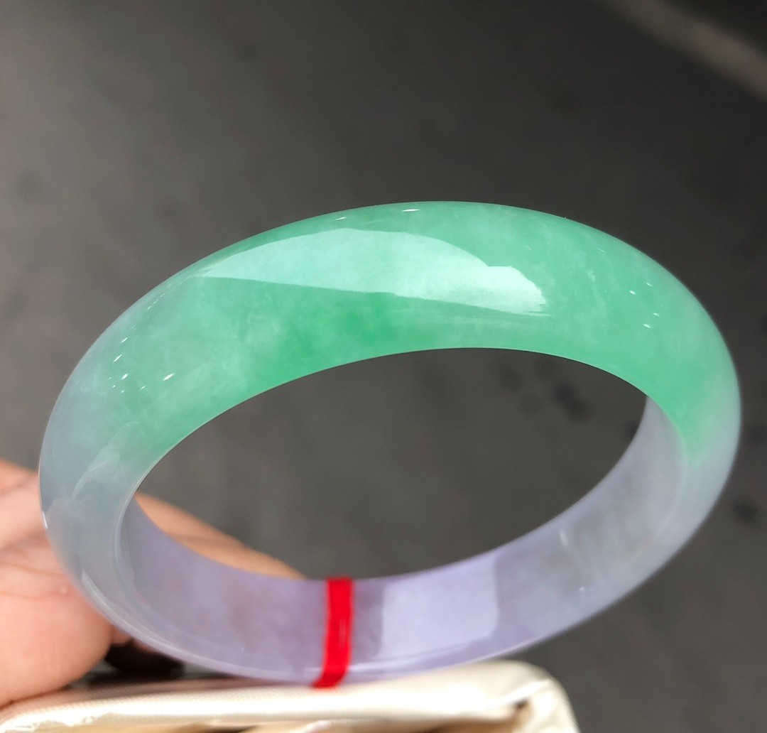 Natural ice Green &Purple Burmese Jade Jadeite bracelets bangle 57mm