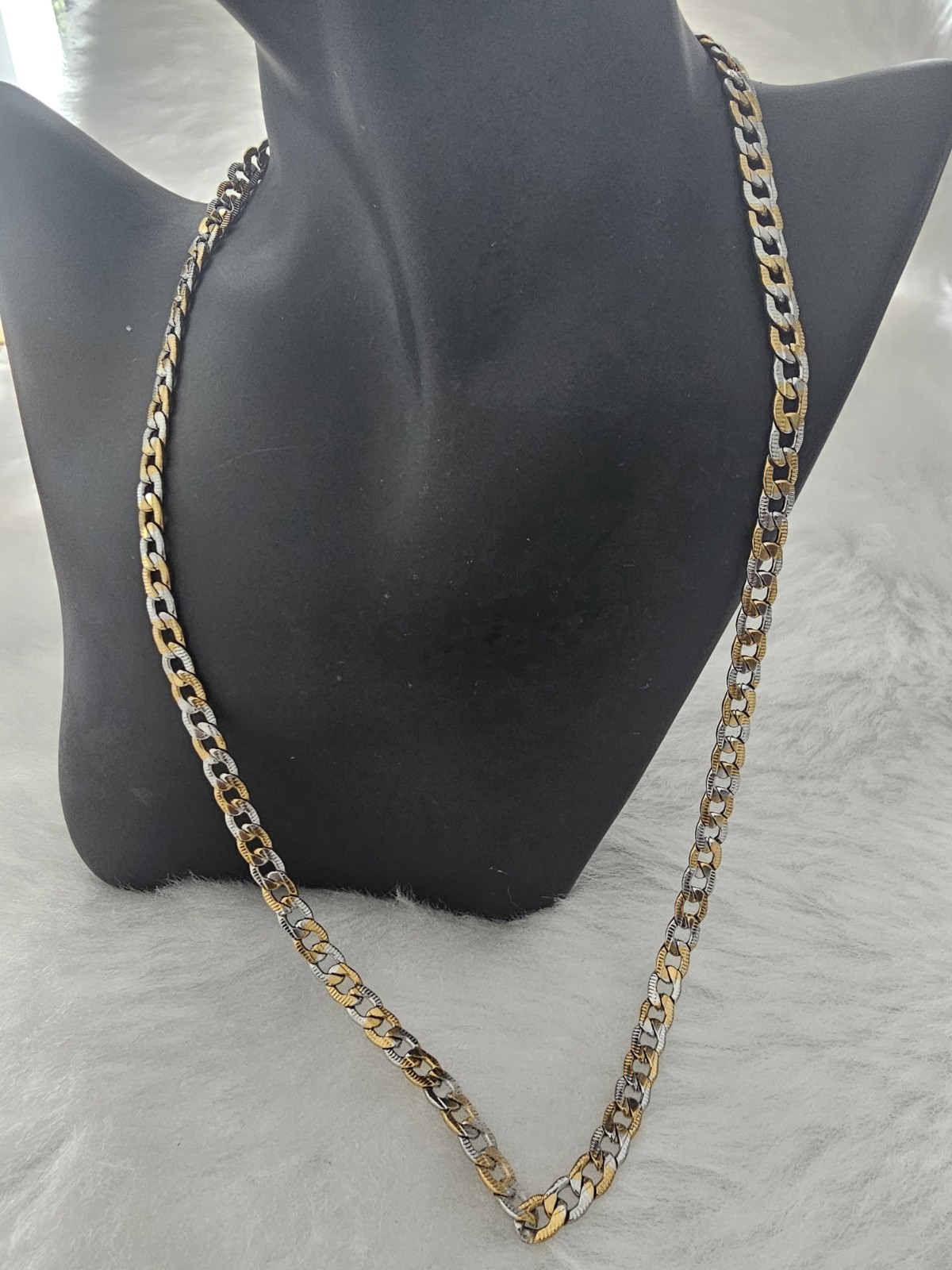 5MM Men’s Women’s 14k Two Tone Cuban Link Chain Necklace 21″ Inches