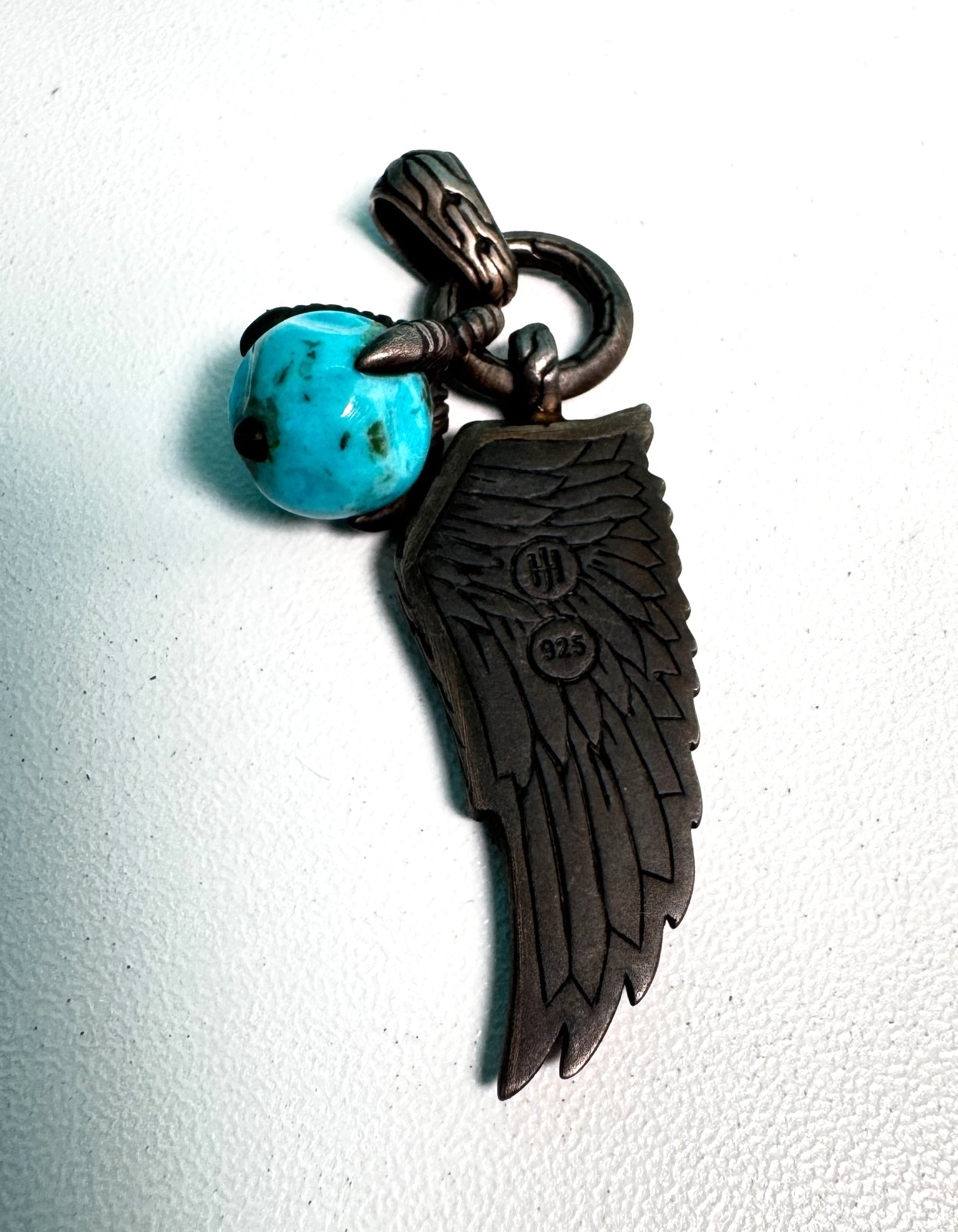 John Hardy Legends Eagle Wing in Silver with Turquoise & Pyrite – Pendant Only