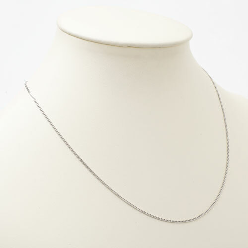 Pt850 Solid Platinum 1.3mm 2-Sided Curb Link Chain Necklace 17.75″ Adjustable