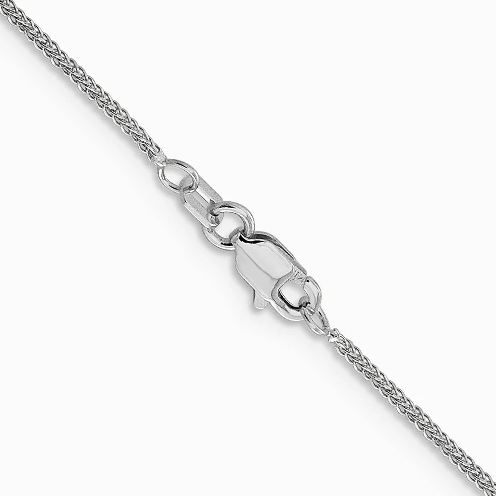 14K White Gold .8mm Diamond-Cut Quadra Wheat Chain Necklace 16″-24″
