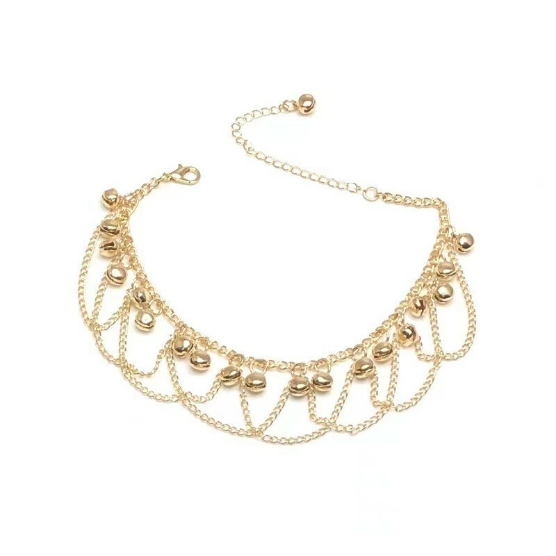 Women Simple Retro Tiny Bell Tassel Anklets Foot Ankle Chain Bohemian 0482