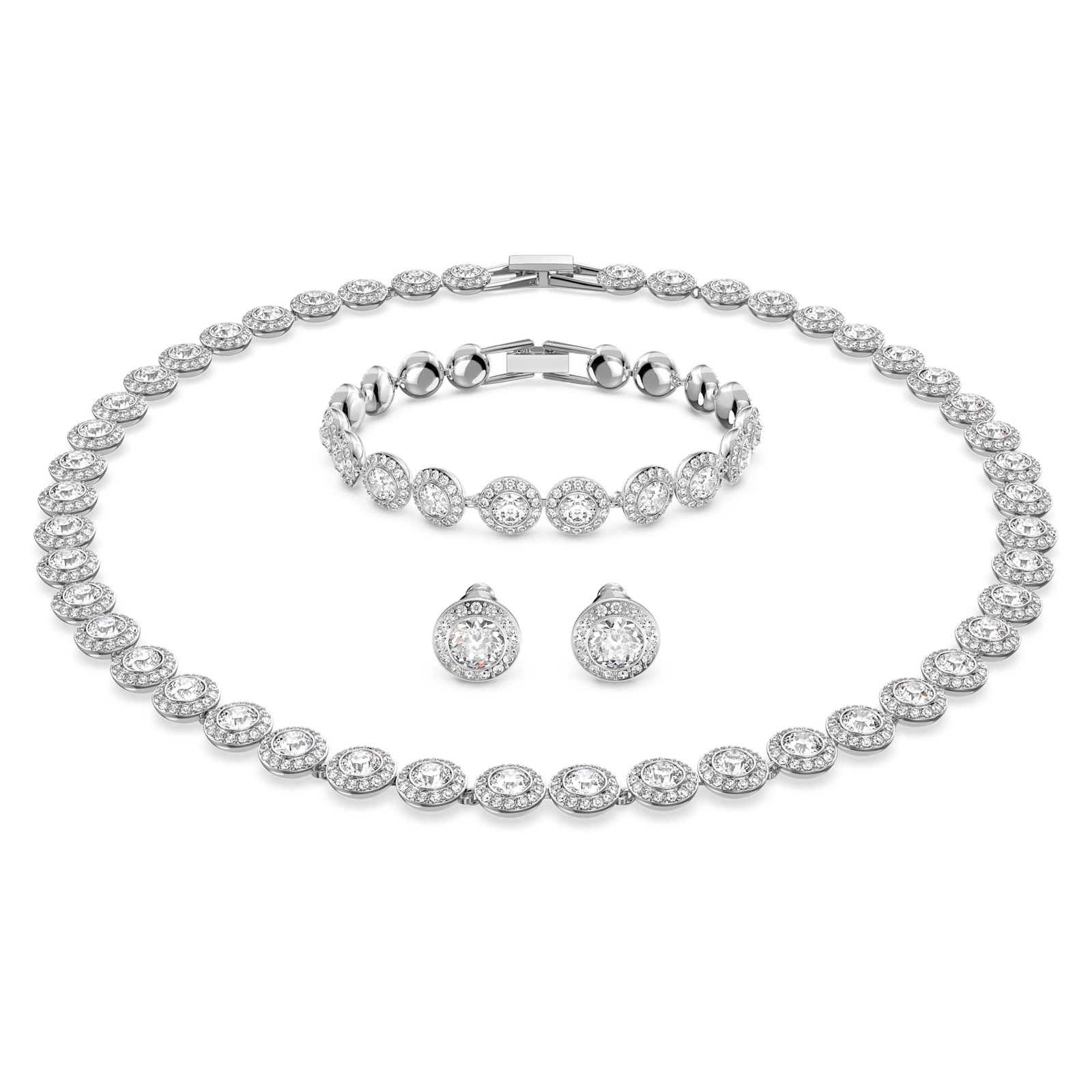 Swarovski Una Angelic Set, Necklace, Earrings & Bracelet, Round Cut 5367853