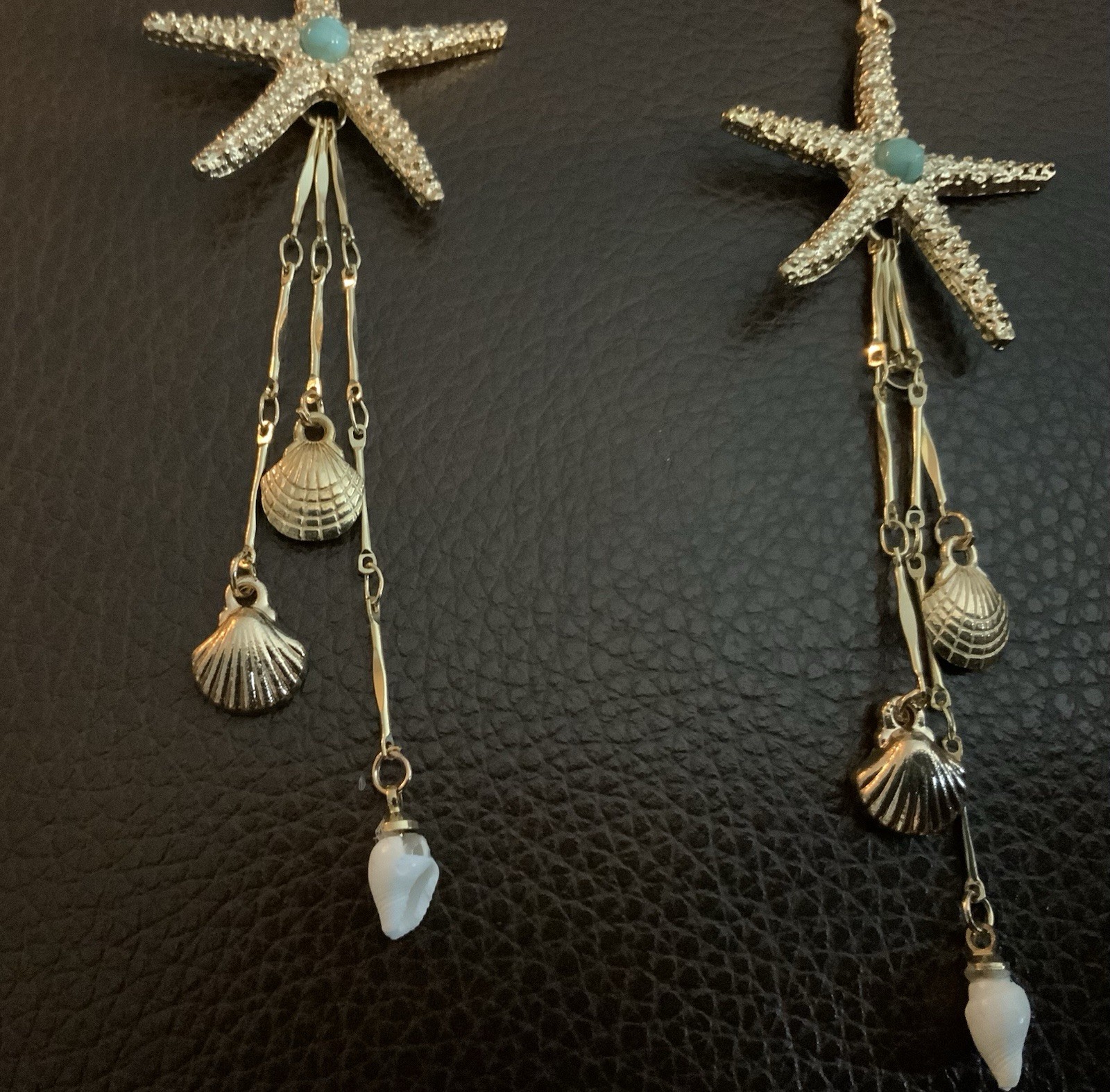 Starfish Shell Earrings Turquoise Ettika STYLE Gold Chain Boho Nautical Boho Y2K