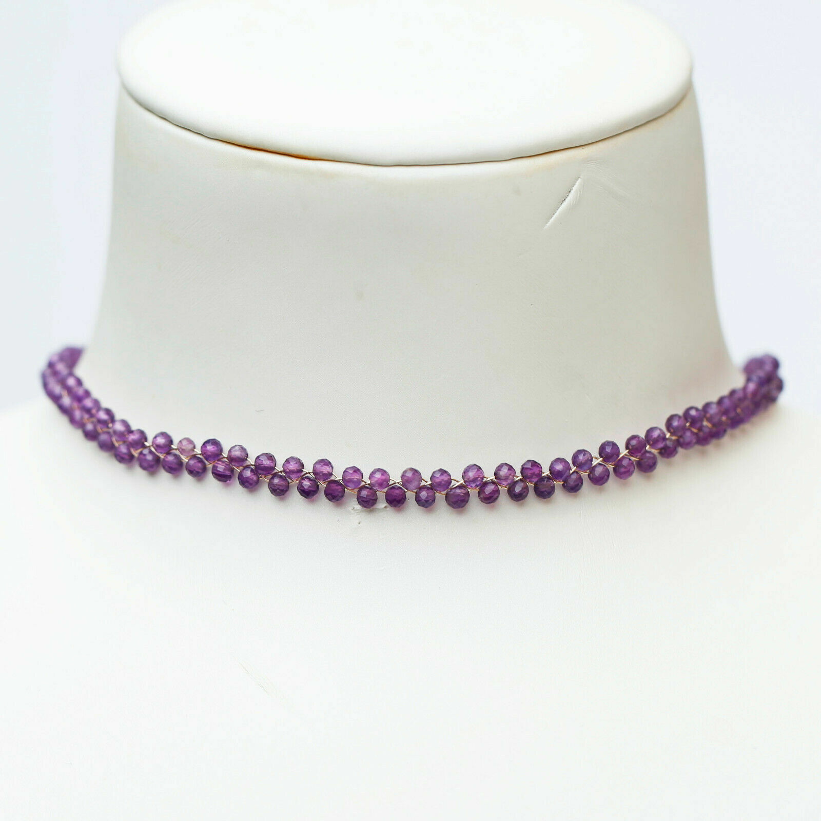 Natural Amethyst 35cm+5cm weave necklace choker W/9-10mm AAA+ pearl pendant #55