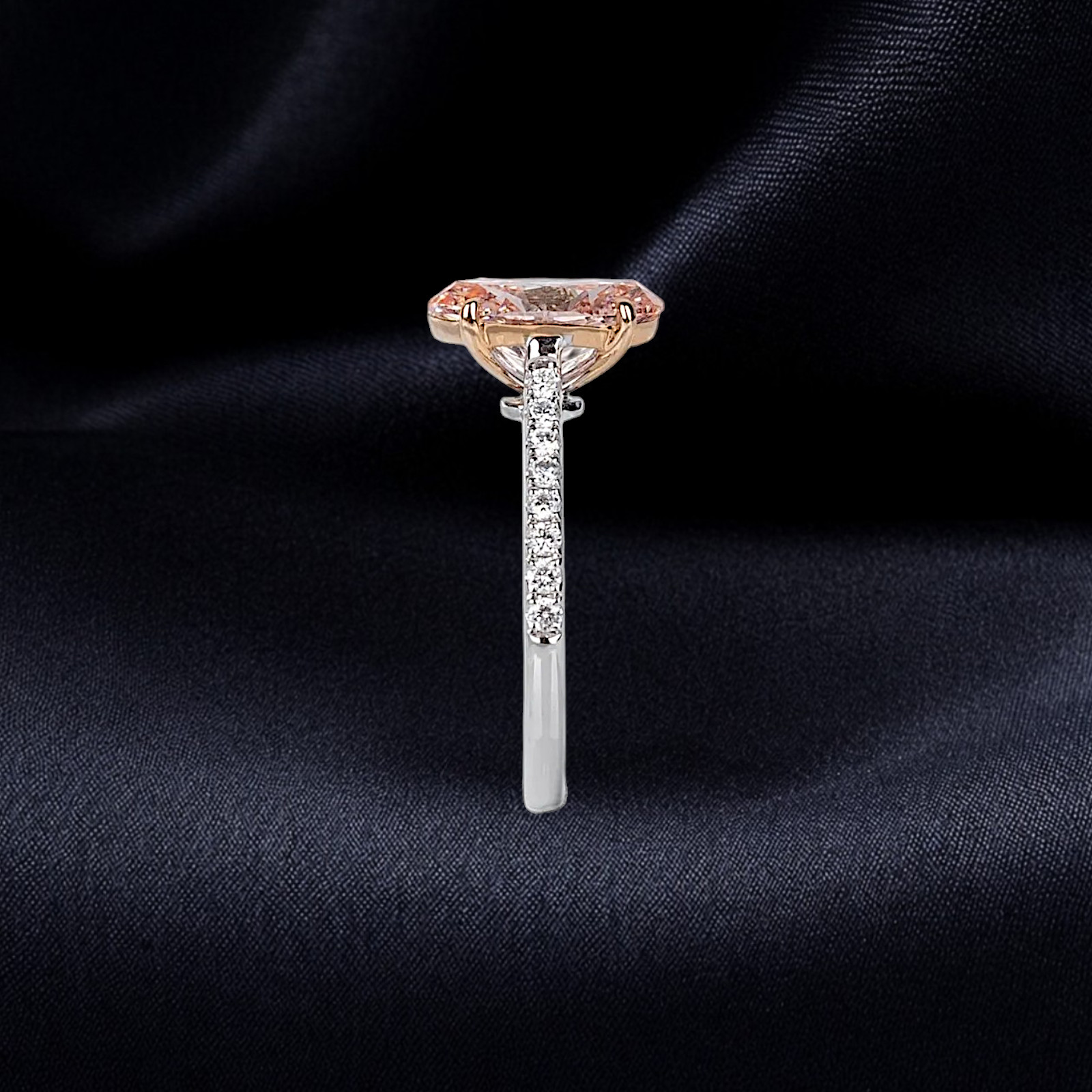 3.25 Ct Oval Cut IGI Lab Created Diamond Ring Fancy Intense Pink 14k Multi Gold