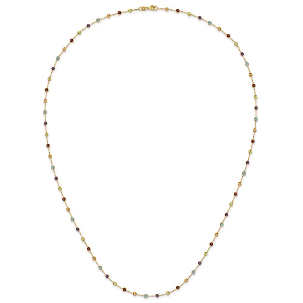 14k Yellow Gold Polished Multi-color Multi-Gemstone Necklace 34″
