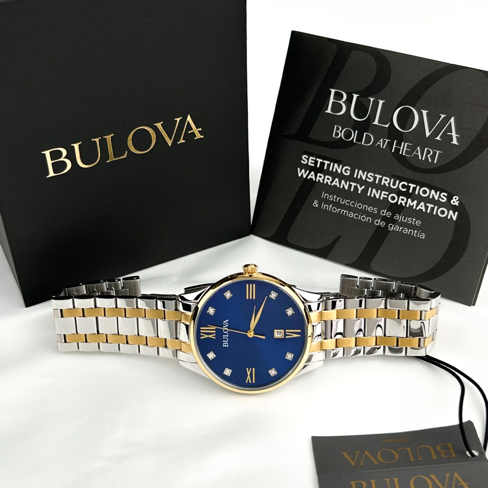 Bulova Men’s Classic Blue Dial & Two Tone Bracelet 98D130 Quartz Watch 40mm