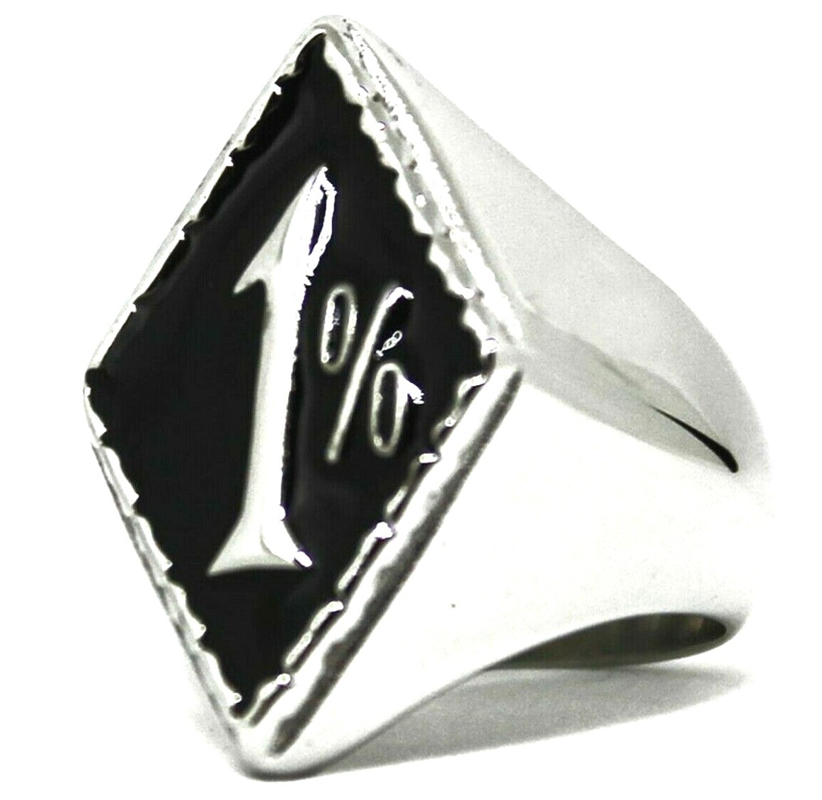 One Percent 1% Outlaw Biker Ring, Stainless Steel Sz 7,8,9,10,11,12,13,14,15