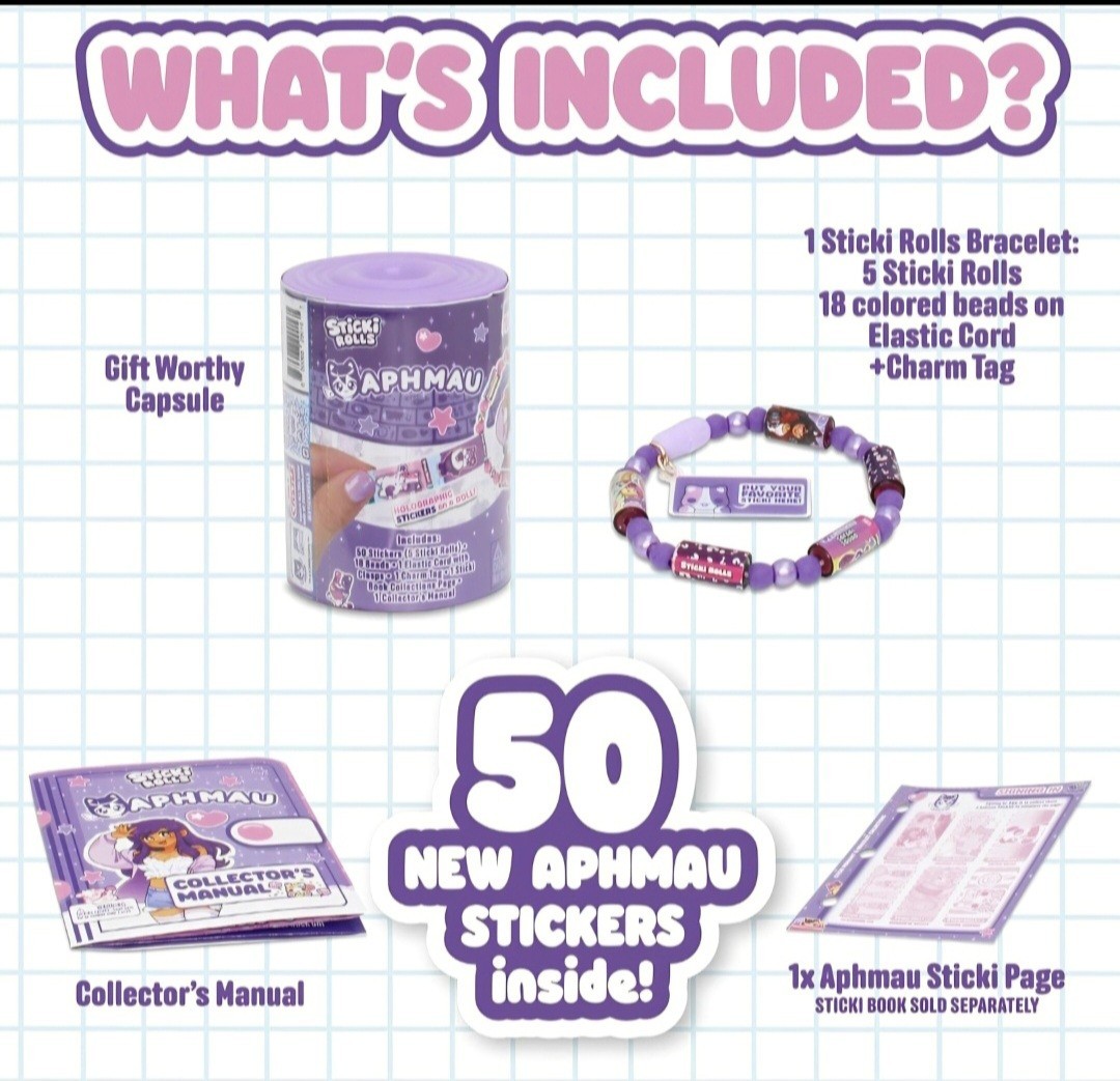 Aphmau Sticki Rolls Wearable Bracelet Capsules Blind Box NEW SEALED