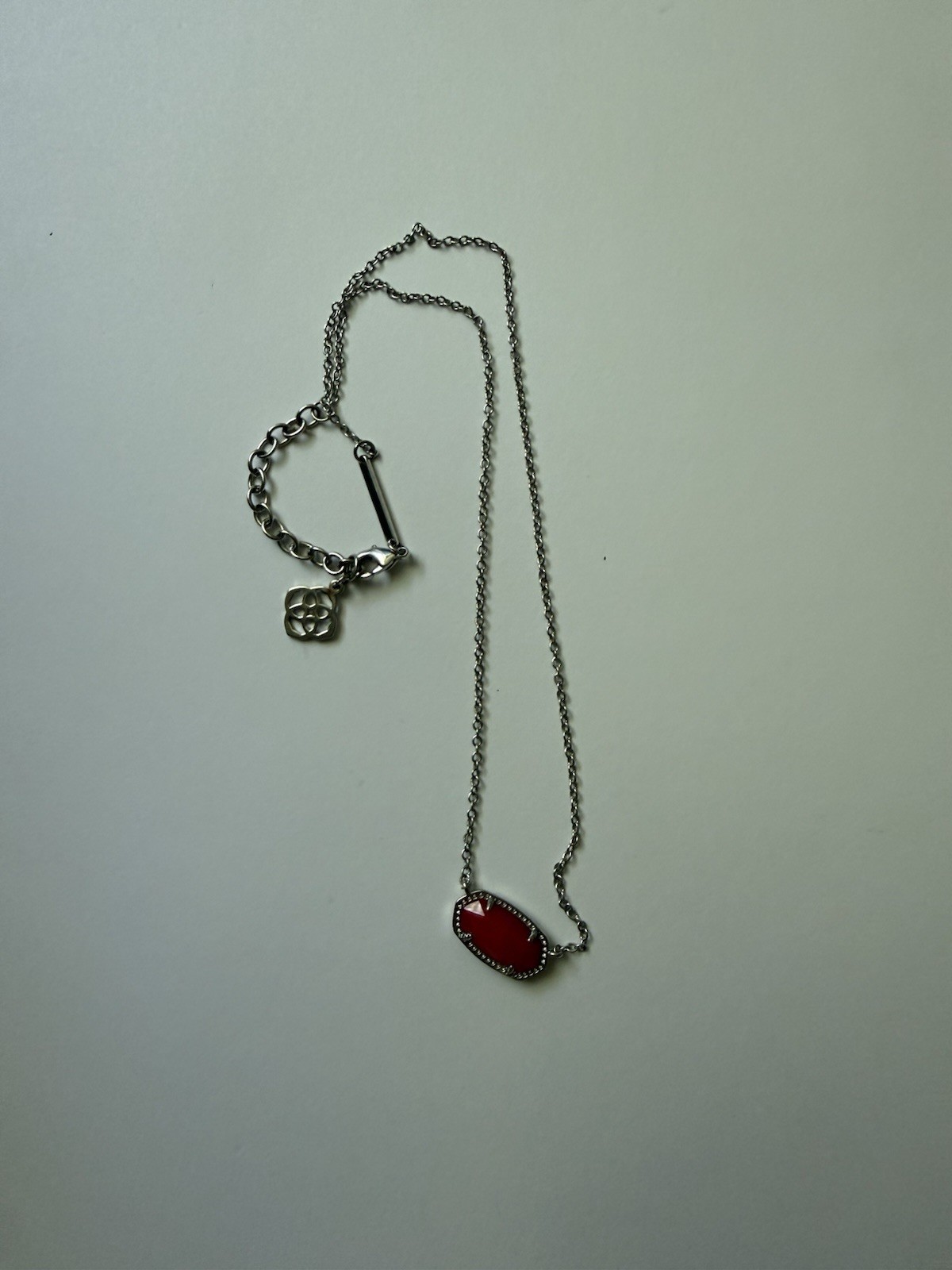 Kendra Scott Necklace Silver with Red Pendant Used No Box No Card No Bag