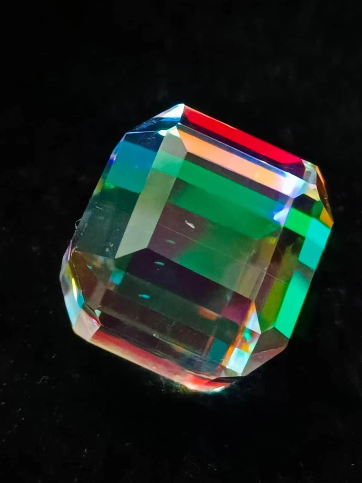 Natural Mystic Topaz 50.5 CT Flawless Rainbow Color Cube Cut Certified Gemstone