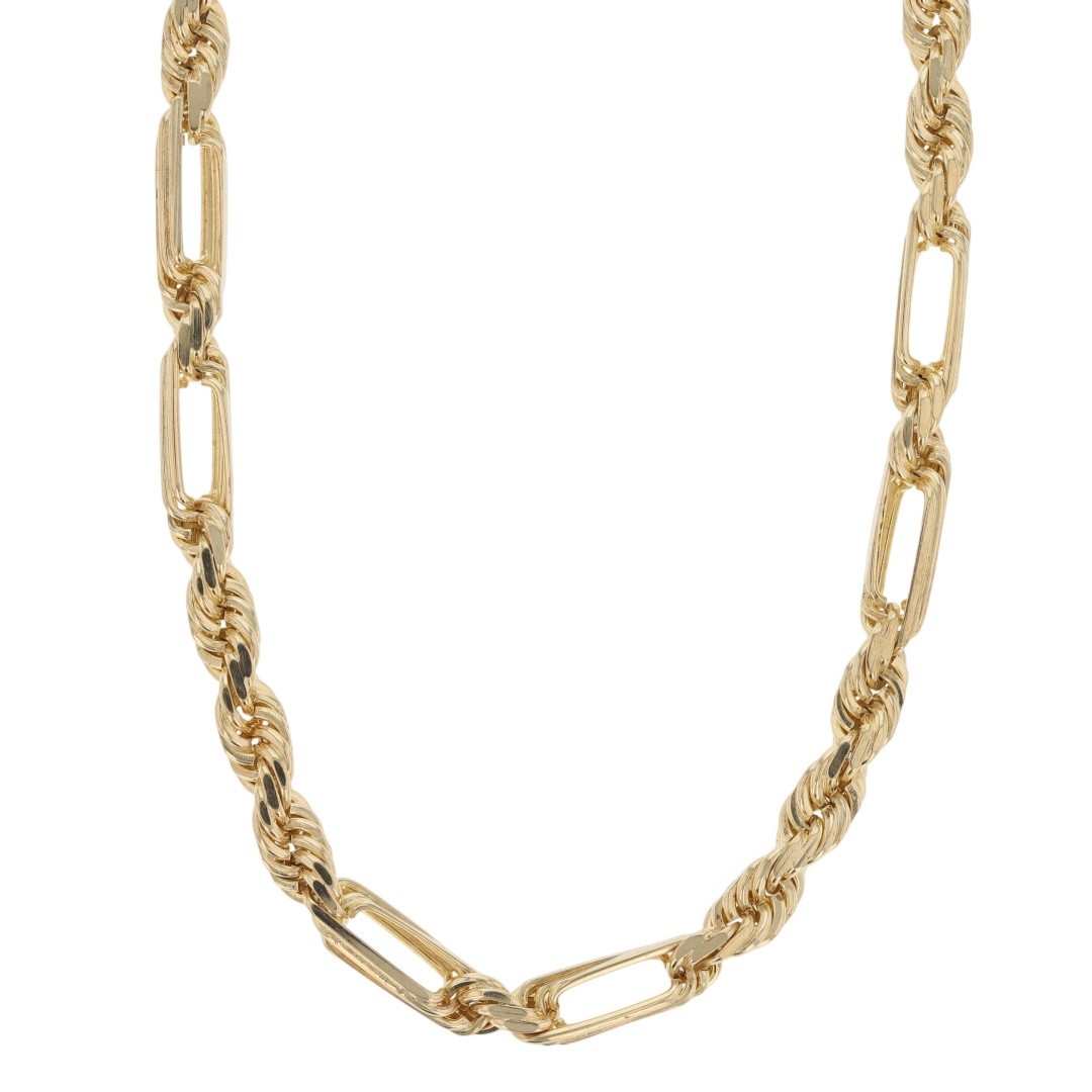 4.7mm Figarope Link Chain 21″ Necklace 14k Yellow Gold 33.01 Grams