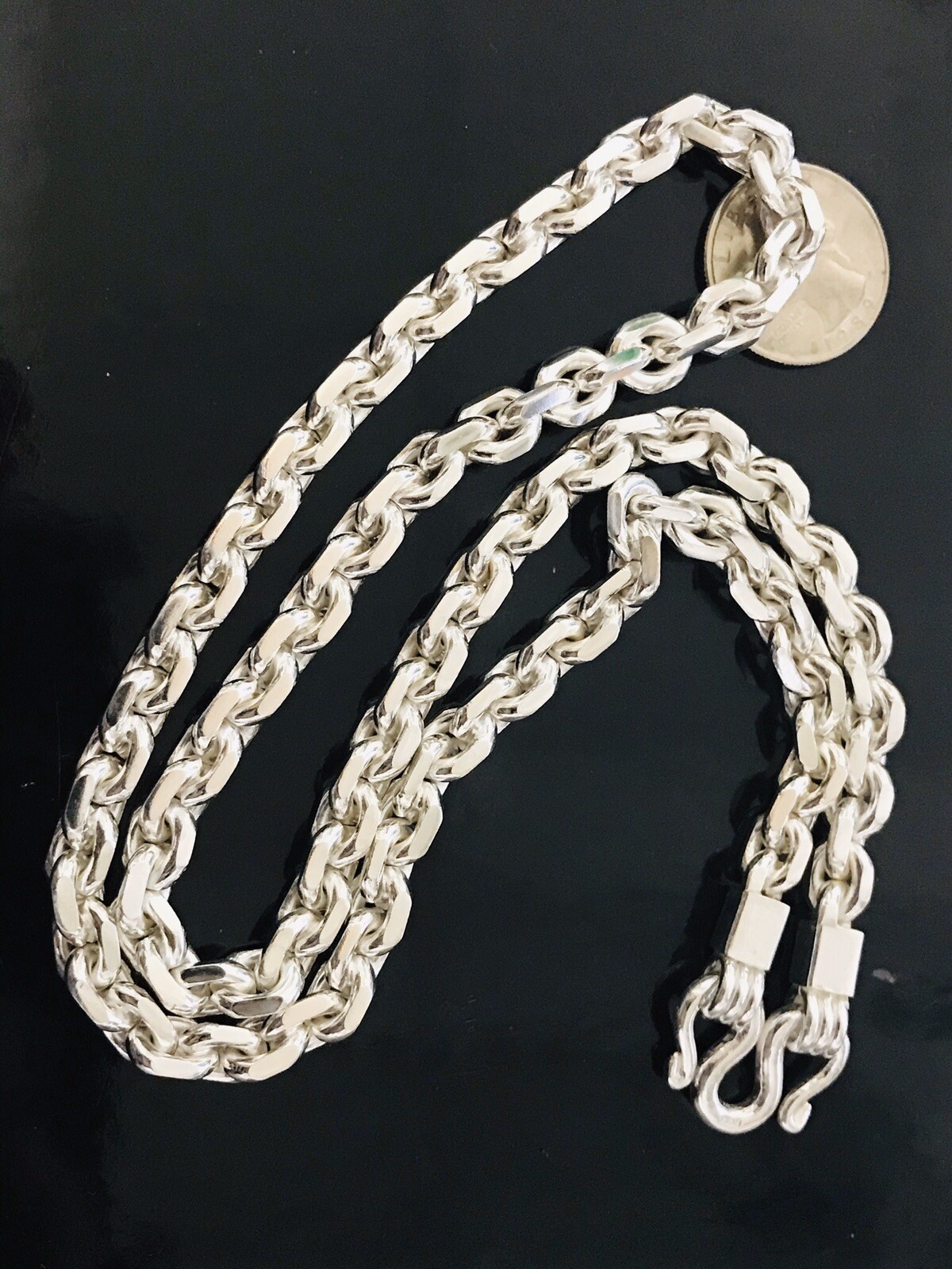 999 FINE silver Handmade anchor link Chain Necklace Approx 100.00 Grams 24 inch